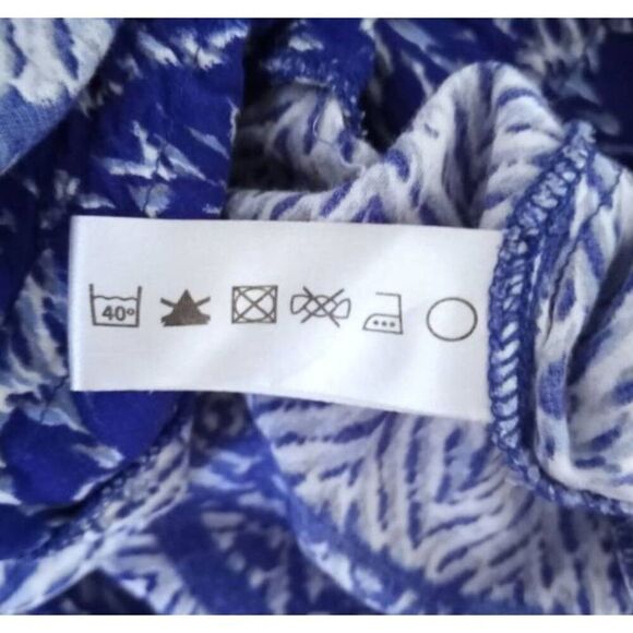 VIX PAULAHERMANNY BLUE & WHITE DRAWSTRING WAIST BLOUSE SZ.M EUC - Picture 7 of 8